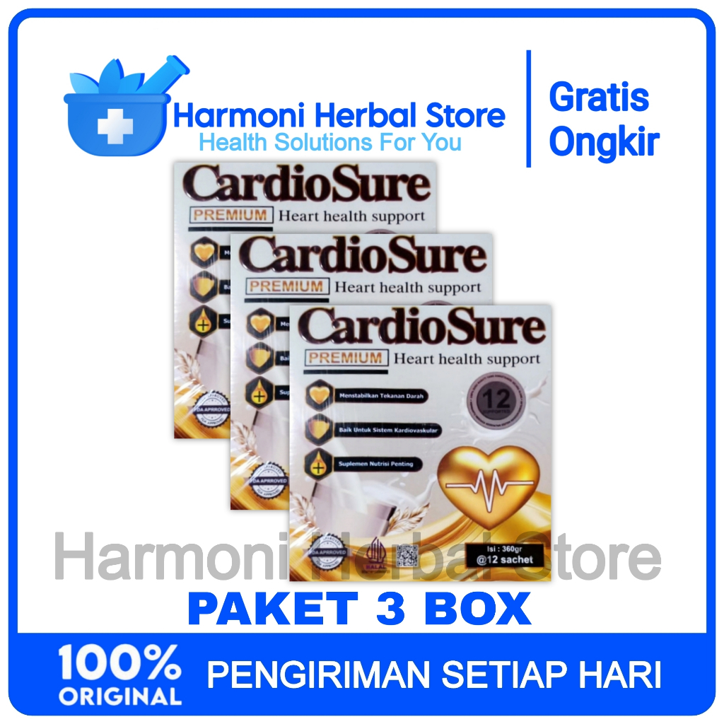 

3 Box Cardiosure Susu Bubuk Untuk Mengatasi Hipertensi Darah Tinggi Kolesterol & Menjaga Kesehatan Jantung Original Asli