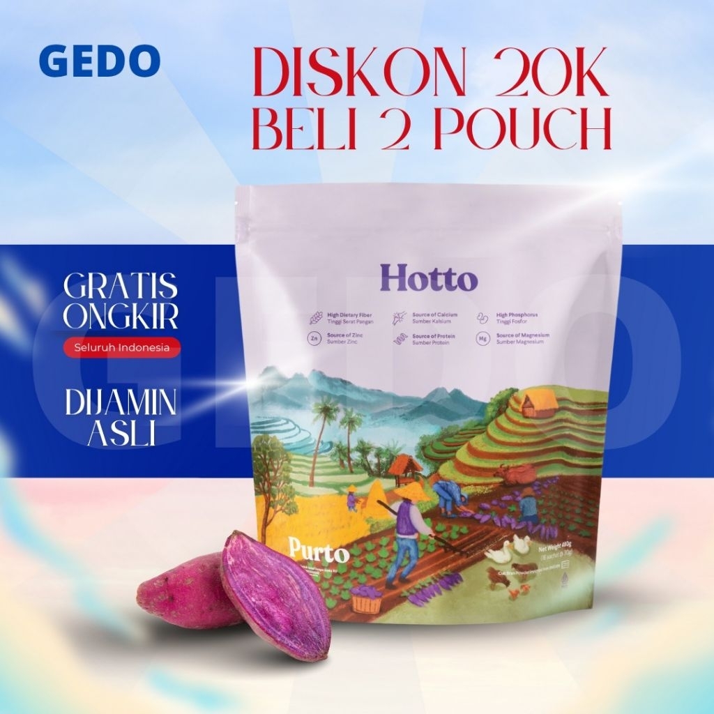 

Hotto Purto paket 2 Pouch 32 Sachet Multigrain Original