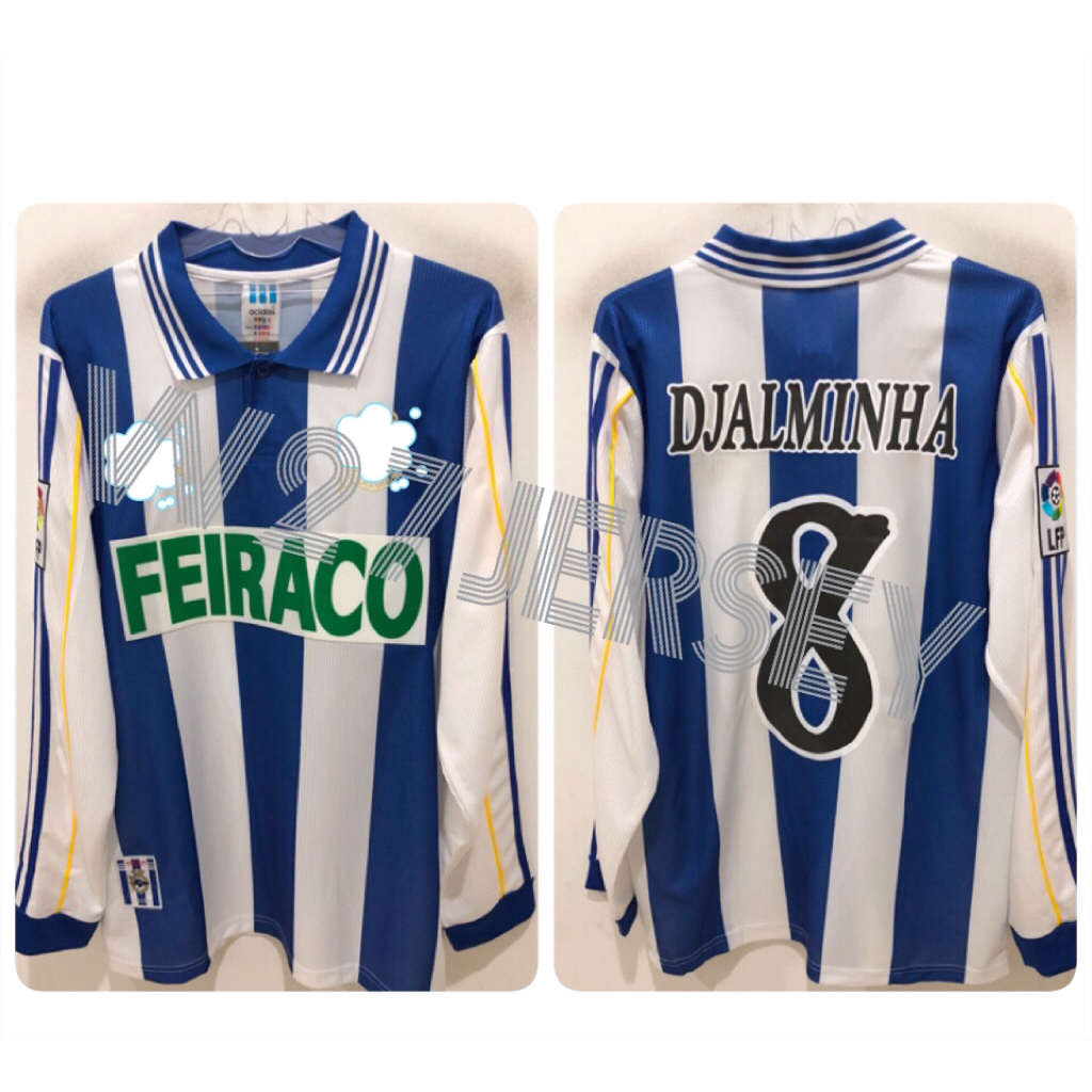 JERSEY RETRO - DEPORTIVO LA CORUNA HOME LONGSLEEVE 1999-2000 name player Djalminha + Patch
