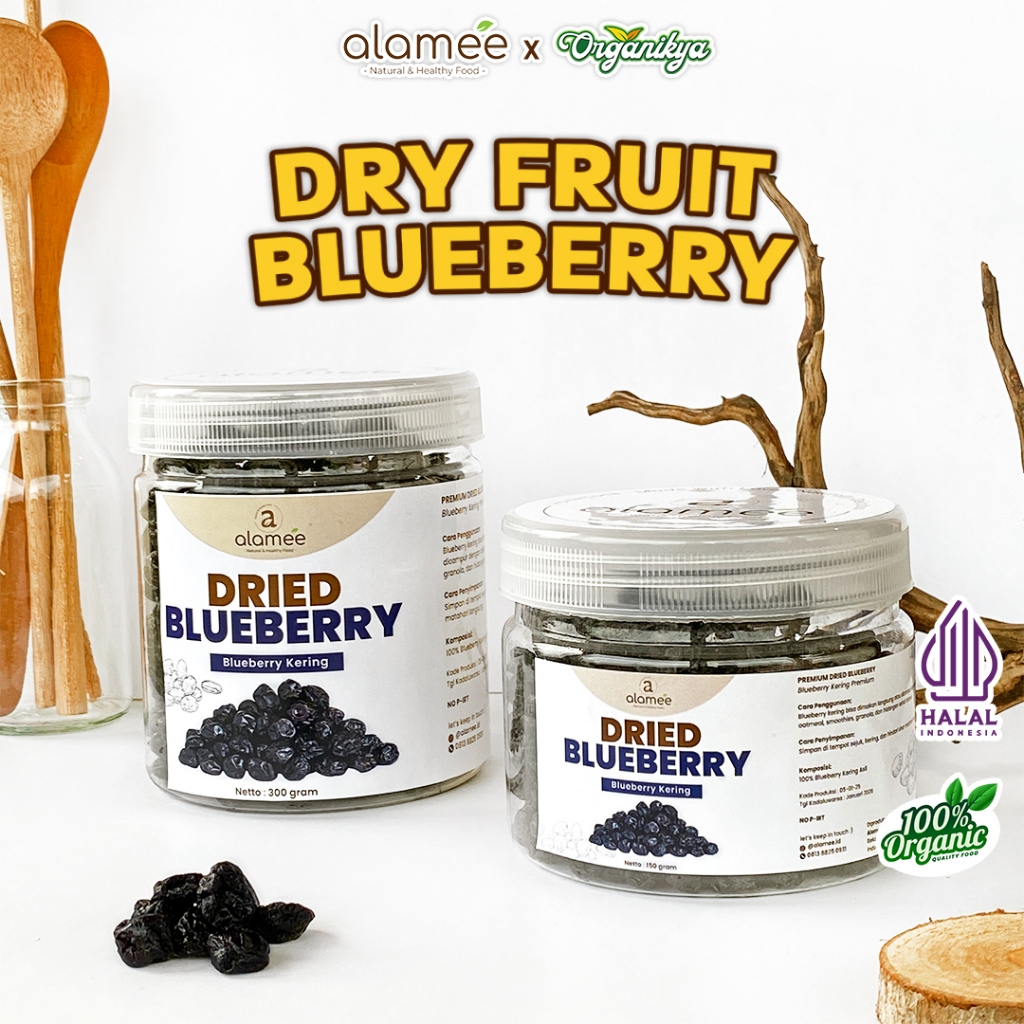 

ALAMEE Blueberry Kering Cemilan Buah Sehat Dried Fruit Blueberry Cemilan Rendah Kalori organikya