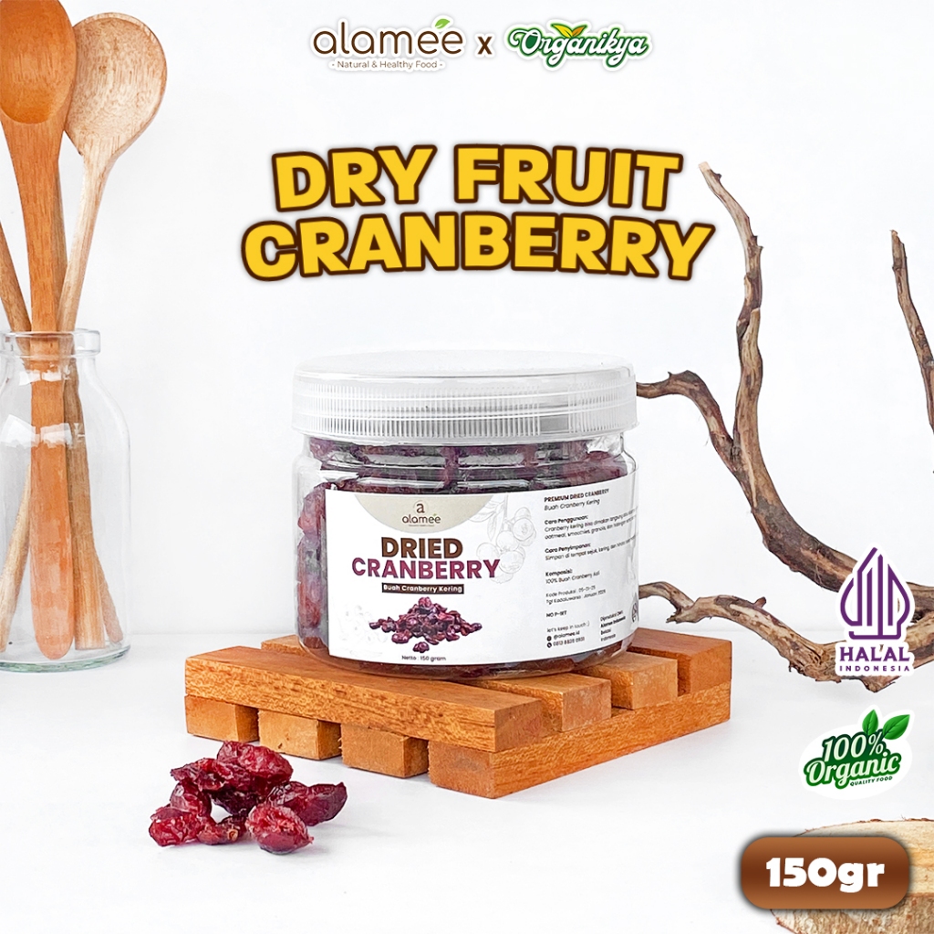

ALAMEE Cranberry Kering Cemilan Buah Sehat Rendah Kalori Dried Cranberry Natural 150gr organikya