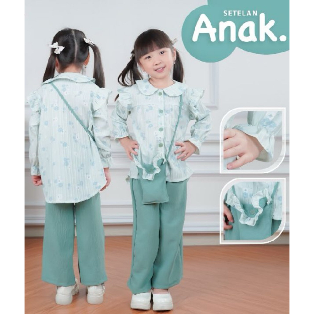 Setelan Anak Perempuan Terbaru Usia 3-12 Tahun | Baju Set Cewek Atasan + Celana Modis Kekinian 2025