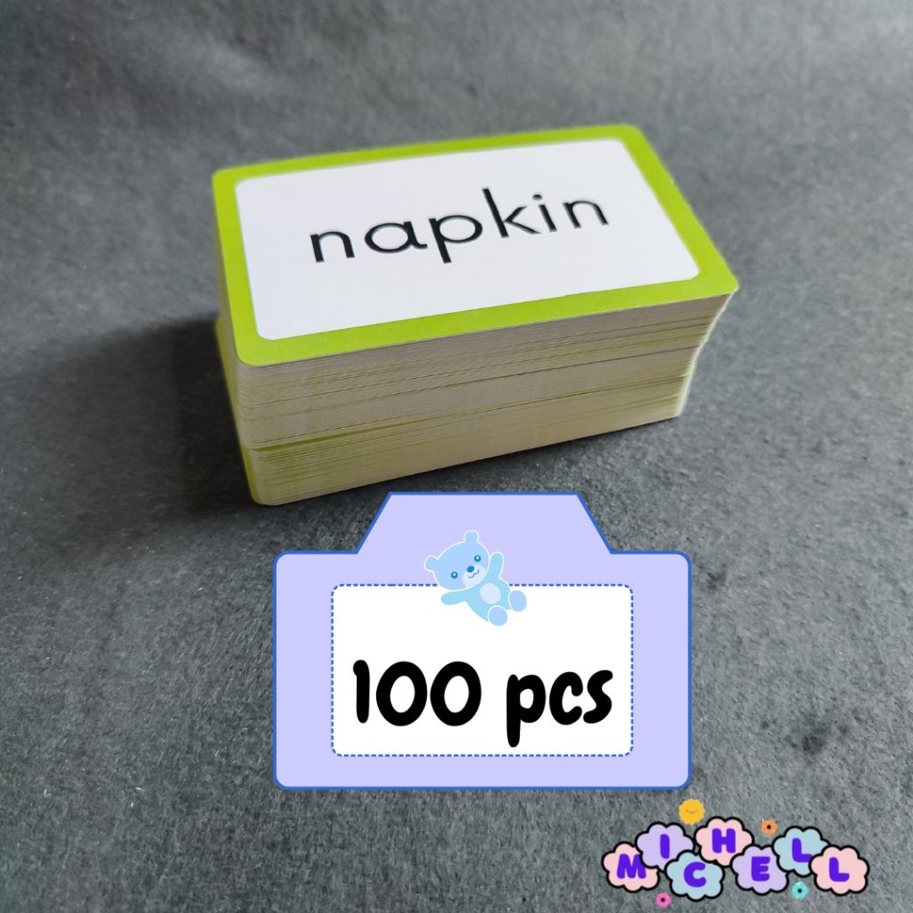 Flash Card Green Series Montessori – Kartu Belajar Membaca Kata Panjang untuk Anak TK Prasekolah SD