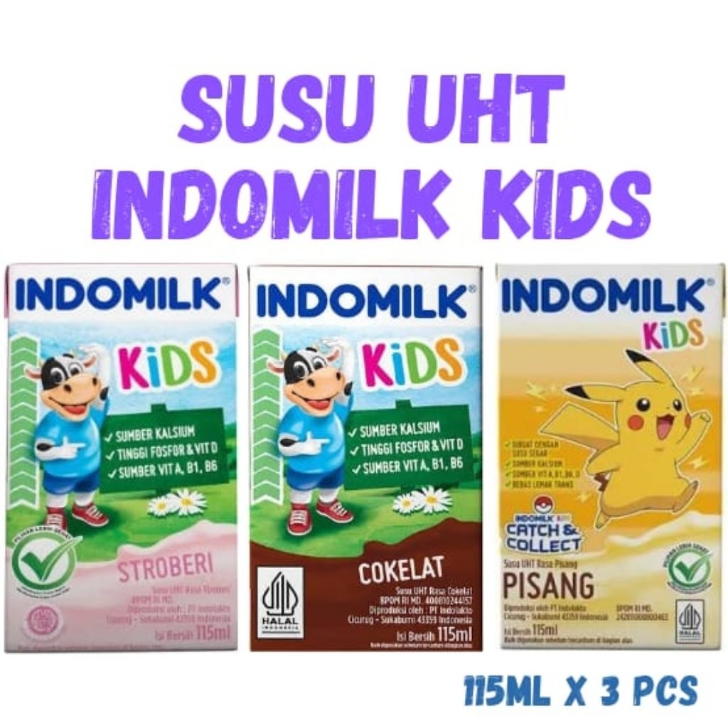 SUSU UHT INDOMILK KIDS Kemasan kotak 115ml X 3 pcs