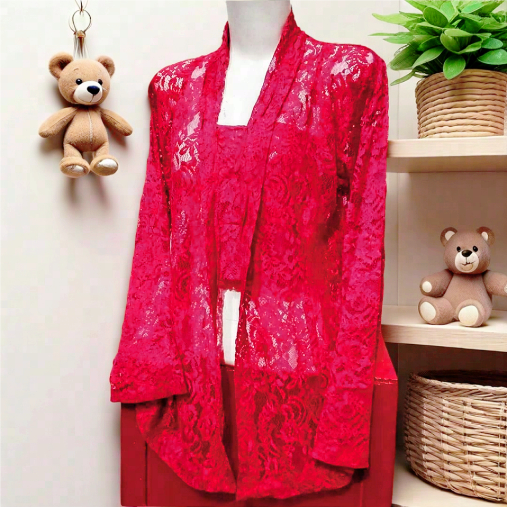 Fashion wanita kekinian model kebaya bahan brokat/kebya bali tanpa puring lengan panjang/baju wanita