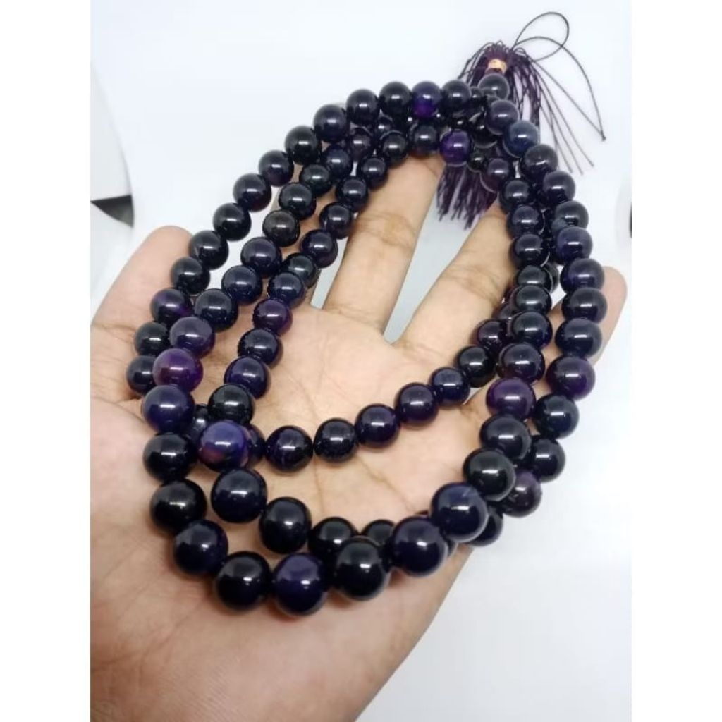tasbih batu kecubung Wulung super ungu pekat bahan dijamin asli batu