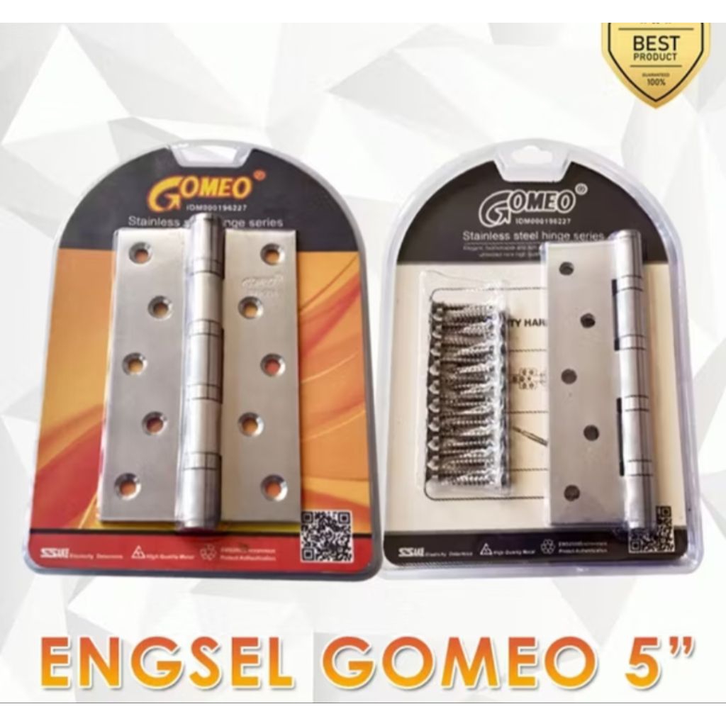 Engsel Gomeo 1 pasang 5" Stainless steel, engsel pintu tebal