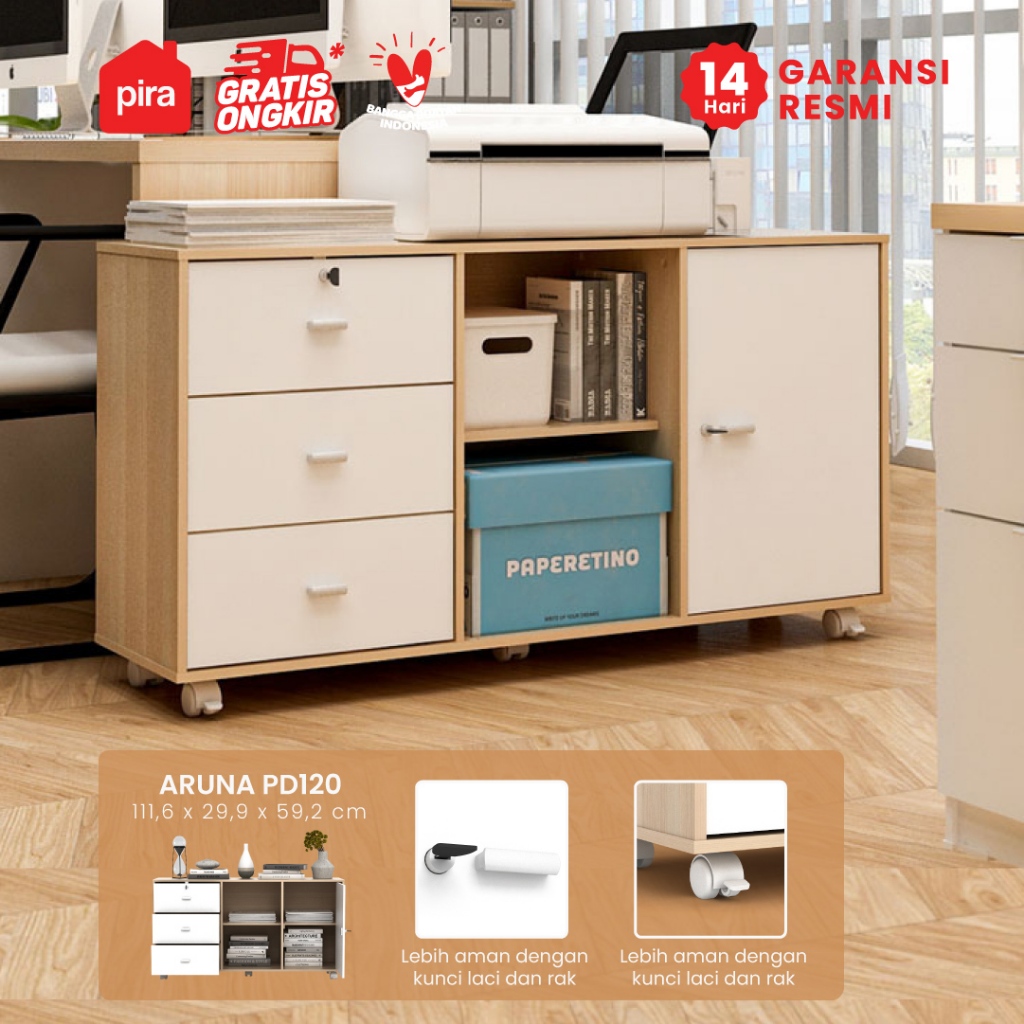 PIRA METROPOLIS OX -  ARUNA PD120 Lemari Arsip / Kabinet / Meja Samping / Meja Nakas / Meja Sudut