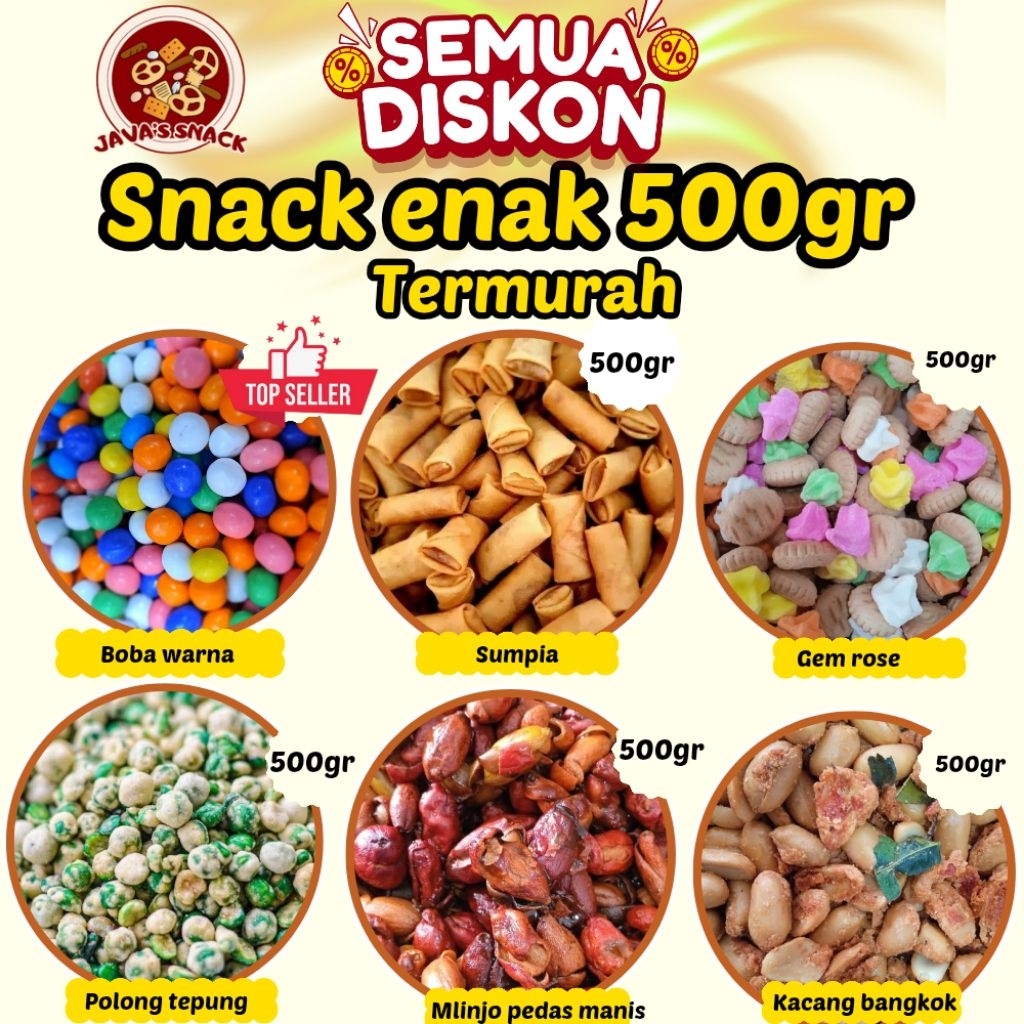 

Camilan Kiloan 500 Gram Aneka Rasa | Snack Kering Gurih & Manis | Serba 500gr