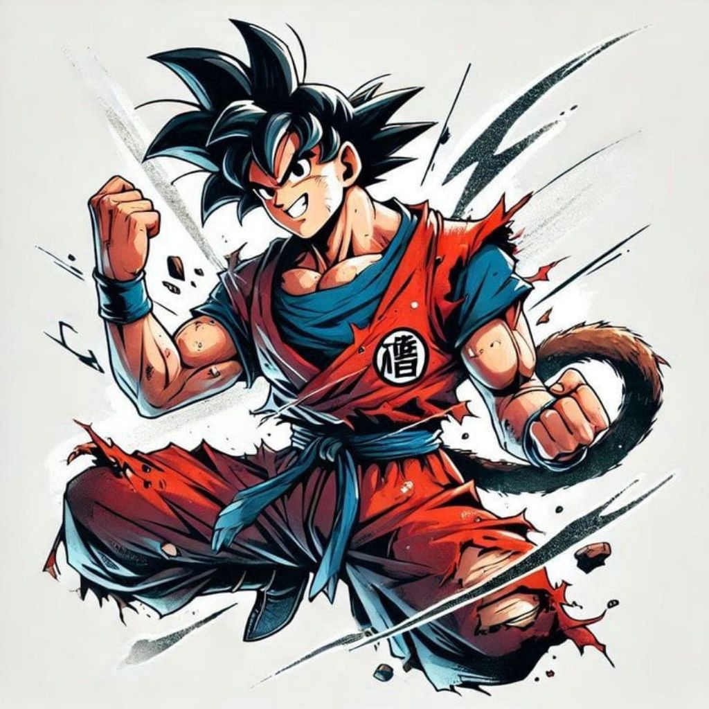 

stiker 3D goku keren, stiker print sudah cuting size 15 x 18 cm, anti air