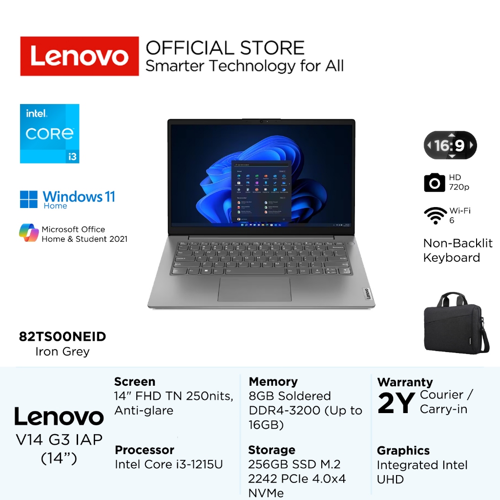 Lenovo V14 Gen 3 IAP NEID Intel Core i3 1215U Win11 OHS 8GB 256GB SSD 14" FHD TN 250nits Antiglare I
