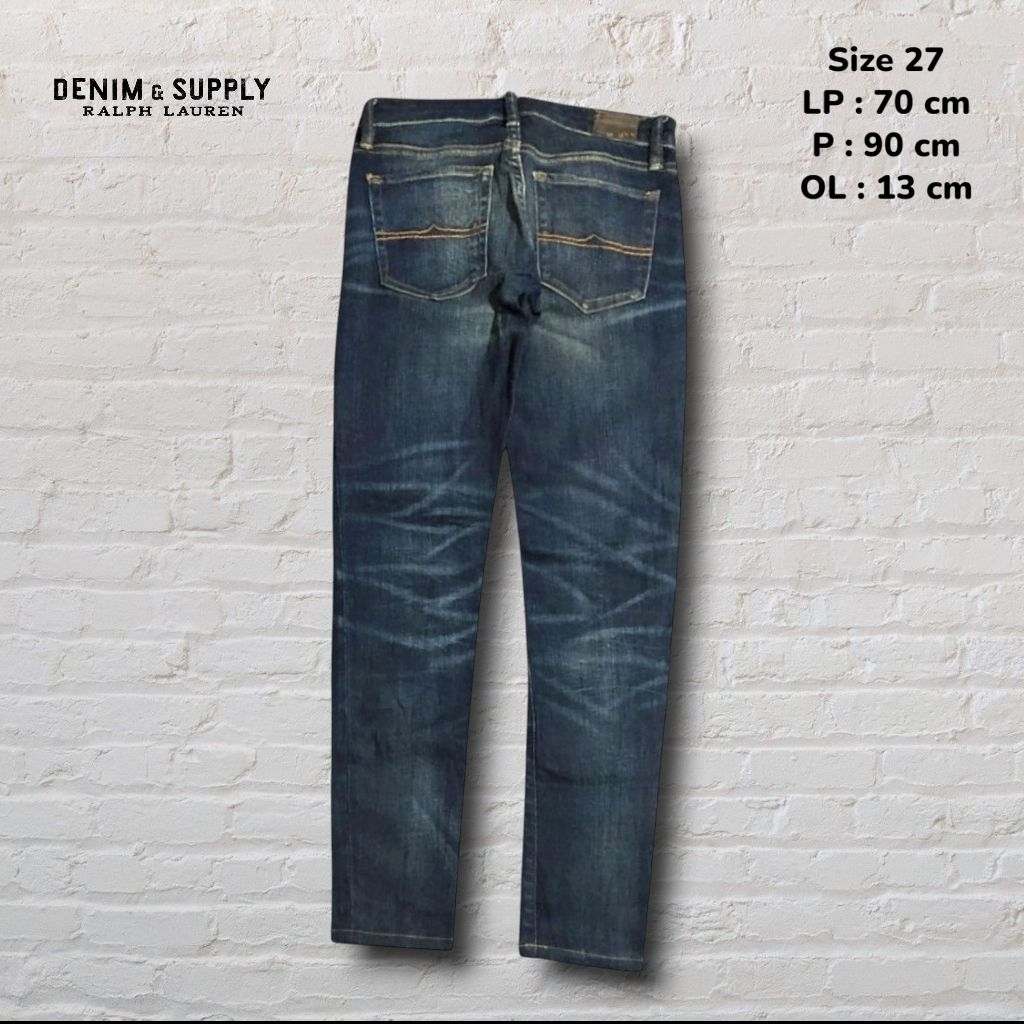 Size 27 Celana Panjang Jeans Denim& Supply Ralph Lauren Blue Washed Skinny Original Second Preloved 
