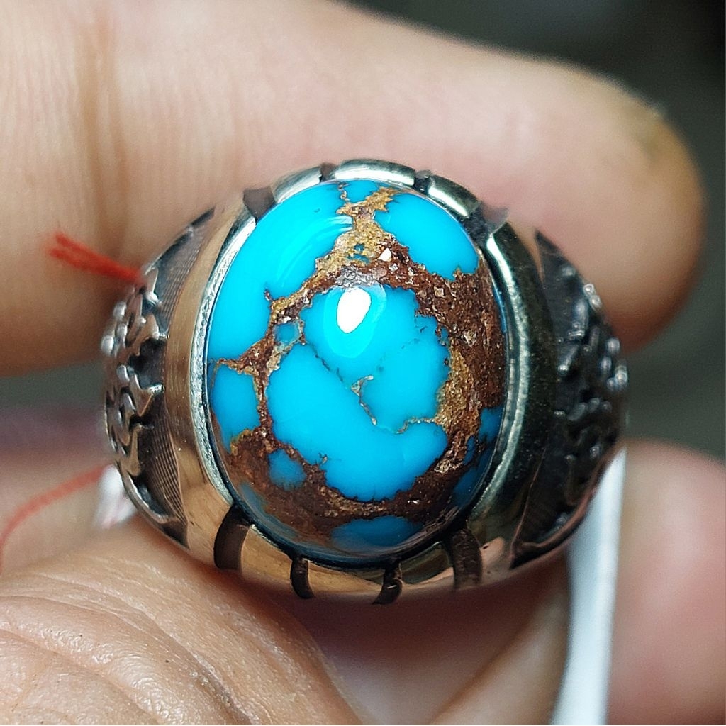 Pirus mesir Natural fancy blue urat emas ceplok Mumbul 15×12×11 mm [64WS5d2913]