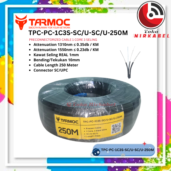 Kabel FO Preconnectorized 250 Meter/Precon Fiber Optic 250M Dropcore