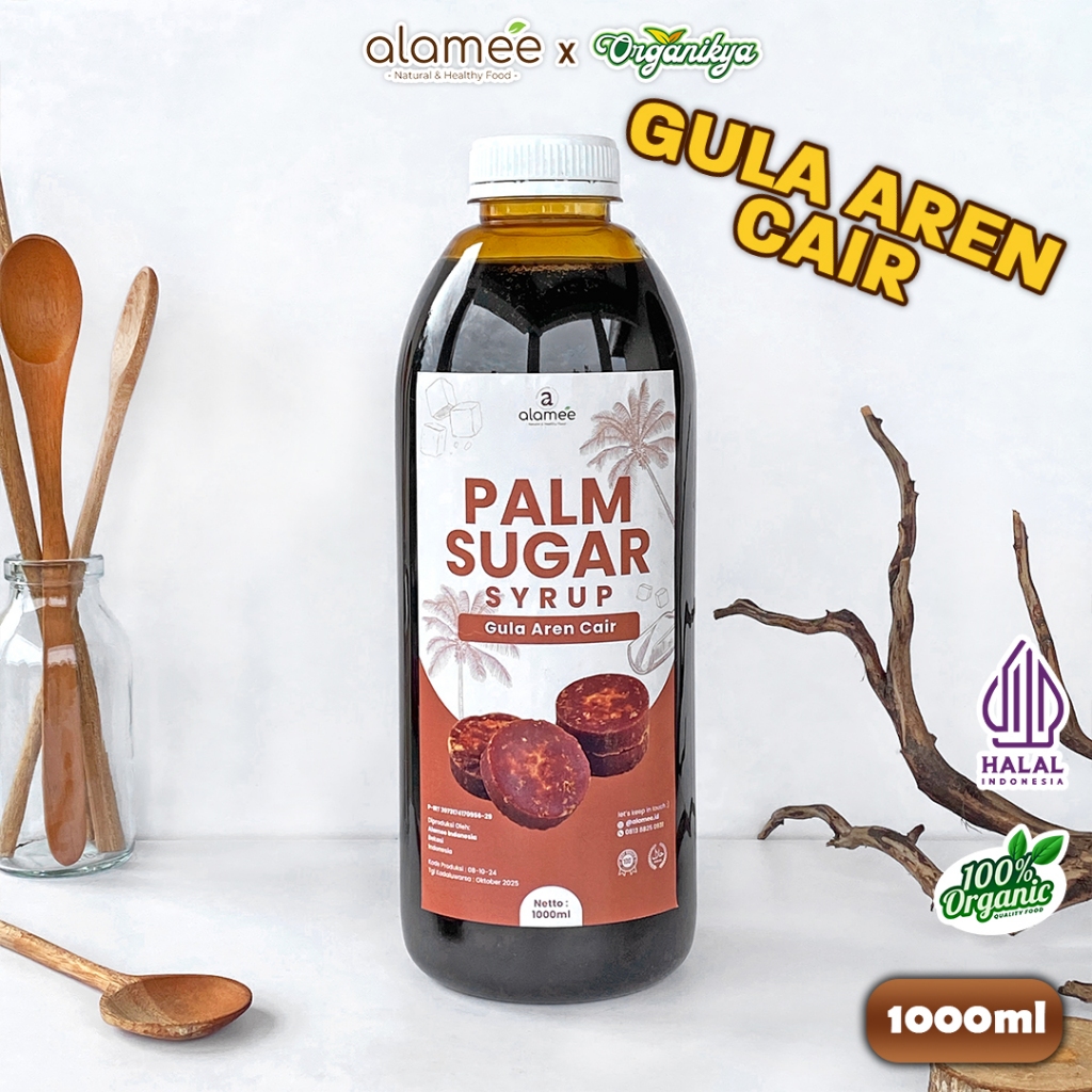 

ALAMEE Gula Aren Cair Syrup Palm Sugar Cair Organic Pure Murni Brown Sirup Natural 1L organikya