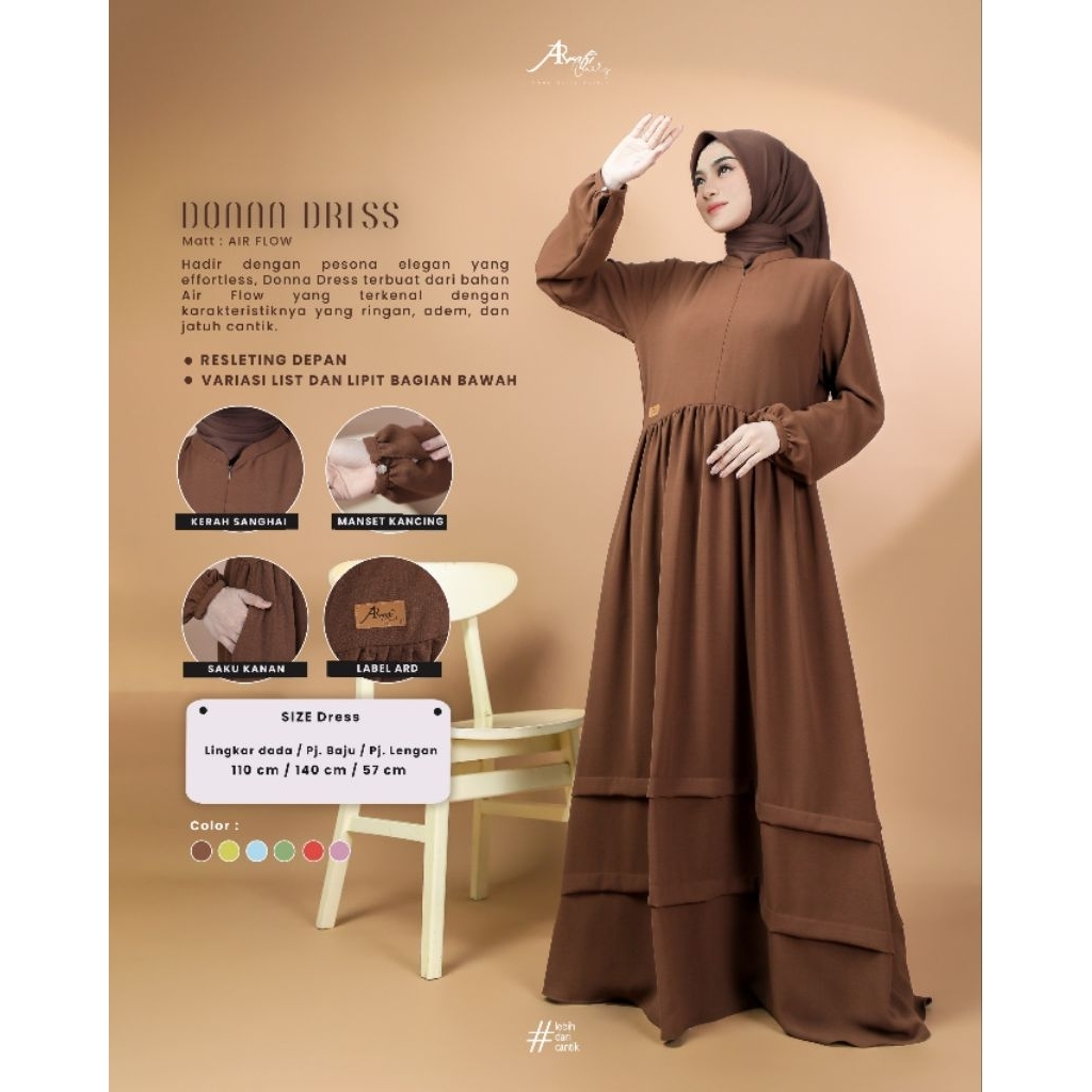 Ready ‼️ Dress Terbaru AR Rafi - Donna Dress - Gamis Daily Polos Air Flow - ORI BY AR RAFI