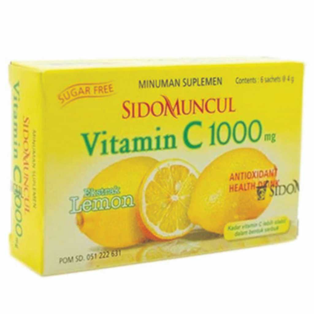 VITAMIN C 1000 MG SIDOMUNCUL LEMON BEBAS GULA 1 BOX 6 SACHET