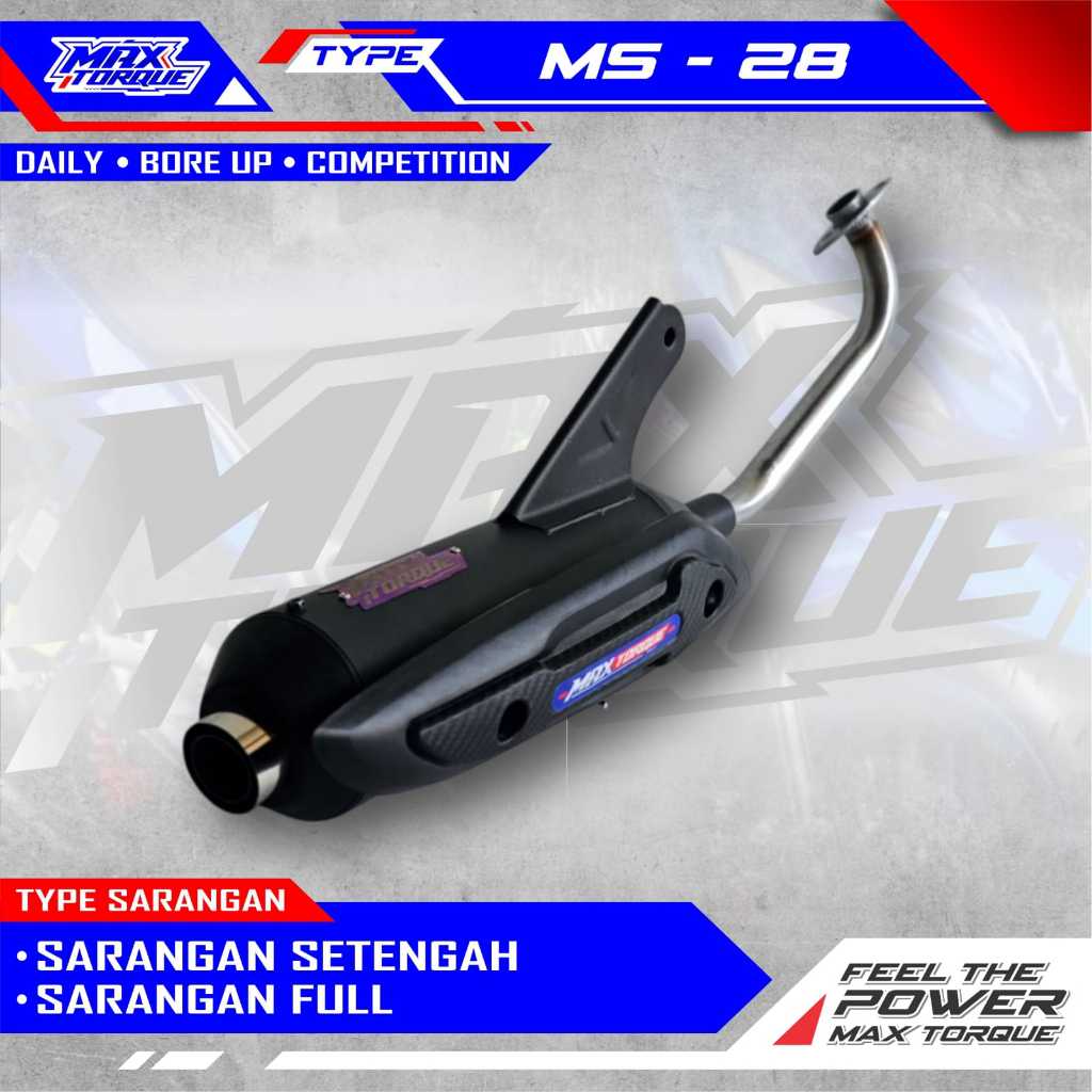 KNALPOT STANDAR RACING MAXTORQUE TYPE MS-28 MIO SPORTY,MIOJ,MIO M3 SUARA BAS ADEM