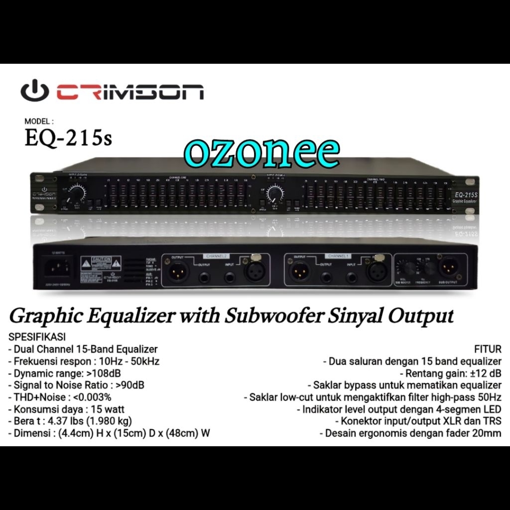 Equalizer Crimson EQ 215S / EQ215S/ EQ 215 S Original 2 Channel 15 Band Graphic