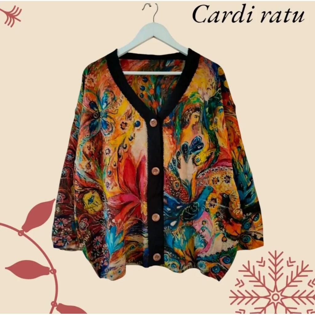 Cardigan Rajut Printing Oversize • Kalcer Outfit