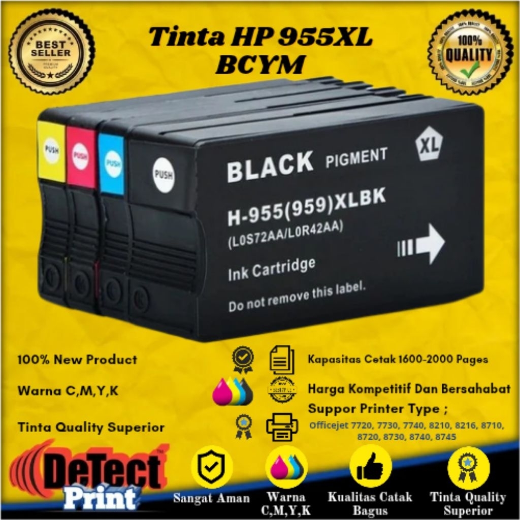 Tinta Printer HP 955XL 955 XL (1Paket) Compatible Printer Officejet 7720, 7730, 7740, 8210, 8216