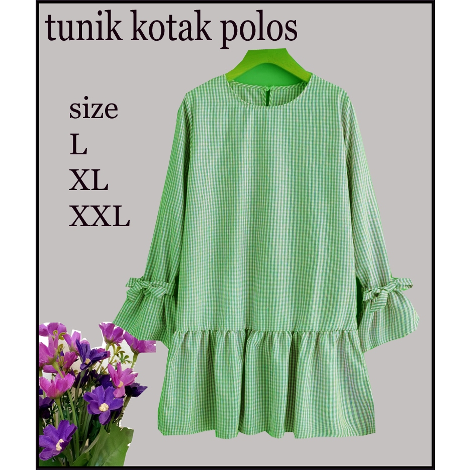 RABYA -BAJU TUNIK WANITA DEWASA TERBARU KEKINIAN BAHAN KATUN KOTAK[ 08] BERKUALITAS  1 KANCING BELAK