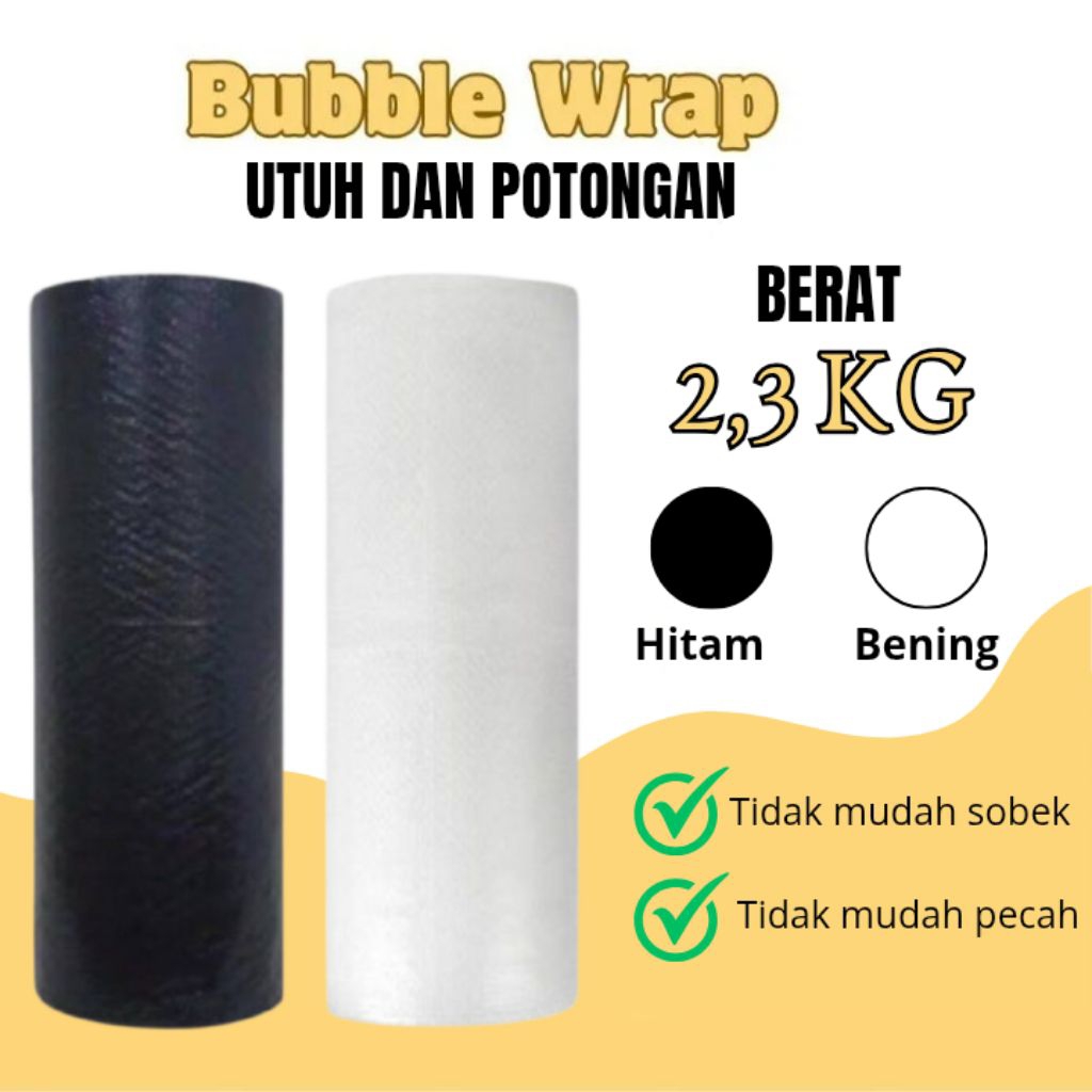 

Bubble Wrap Roll Utuh Dan Potongan 2,3 KG 125 CM x 5 Meter Bubblewrap Online Shop Bubble Gelembung Warna Hitam Dan Warna Bening