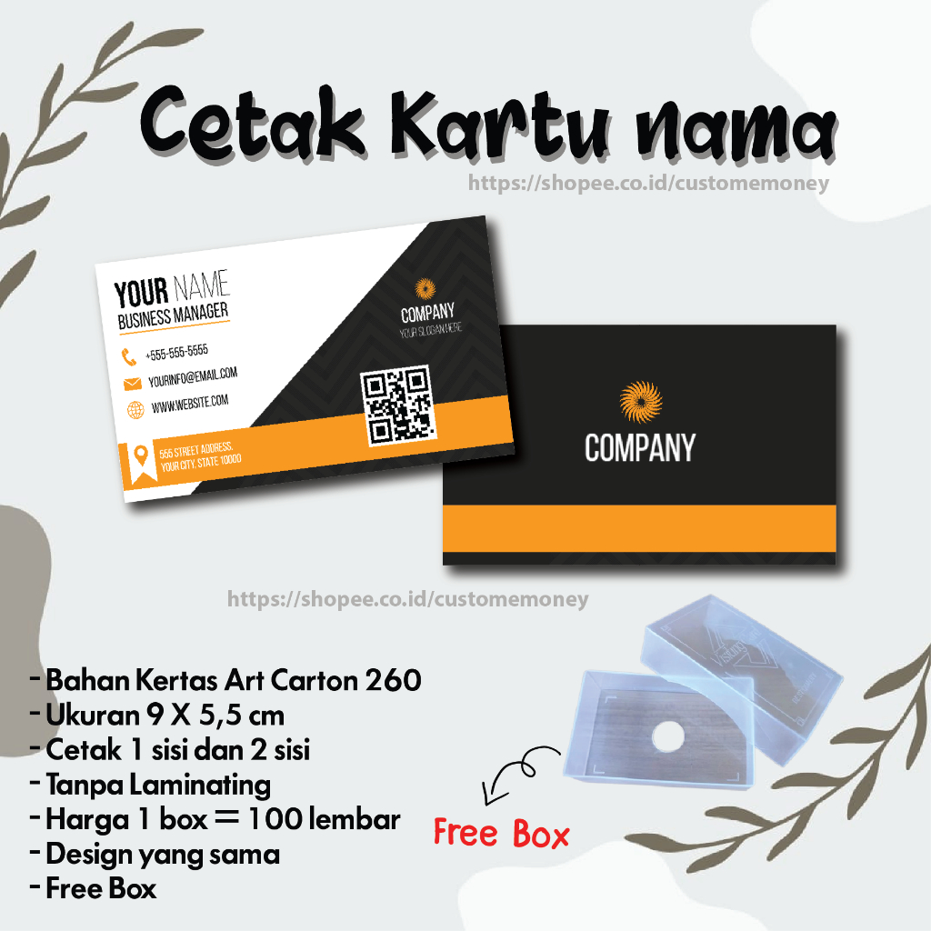 

Cetak Kartu Nama Bisnis Usaha Kartu Nama Pribadi 1 Box Isi 100 Pcs Free Box Custom Keren Murah