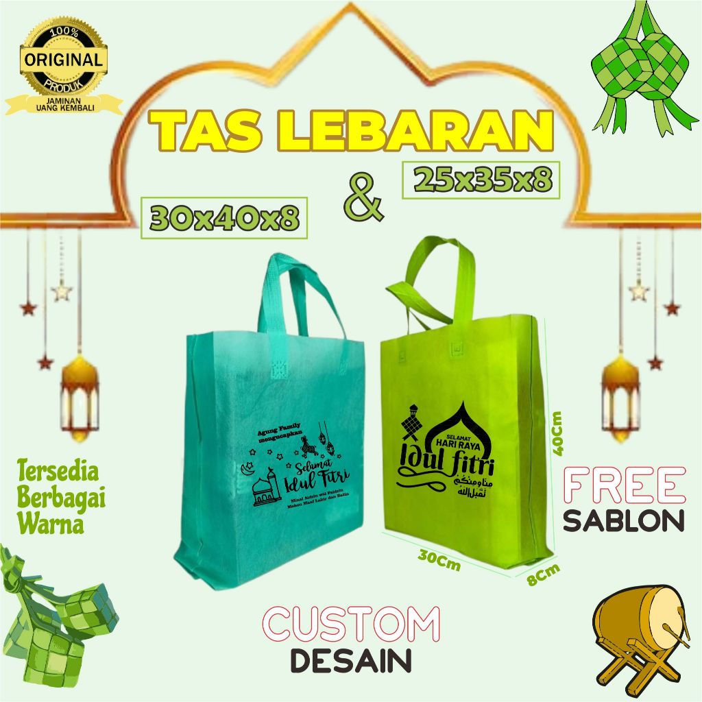 

INDI | Tas Spundbond LEBARAN / Goodiebag Bingkisan Idul Fitri FREE SABLON