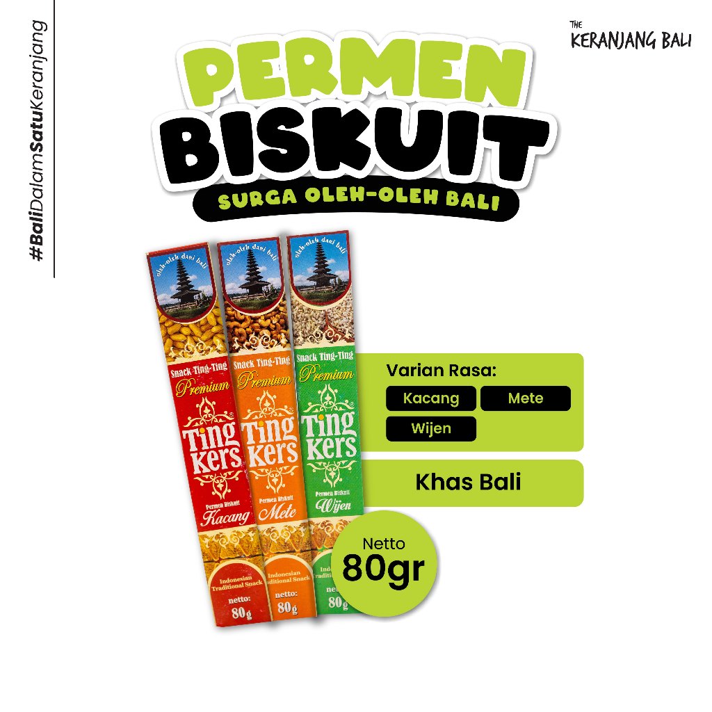

The Keranjang Bali Permen Biskuit Snack Ting Ting Tingkers Isi 80 Gram Oleh Oleh Khas Bali