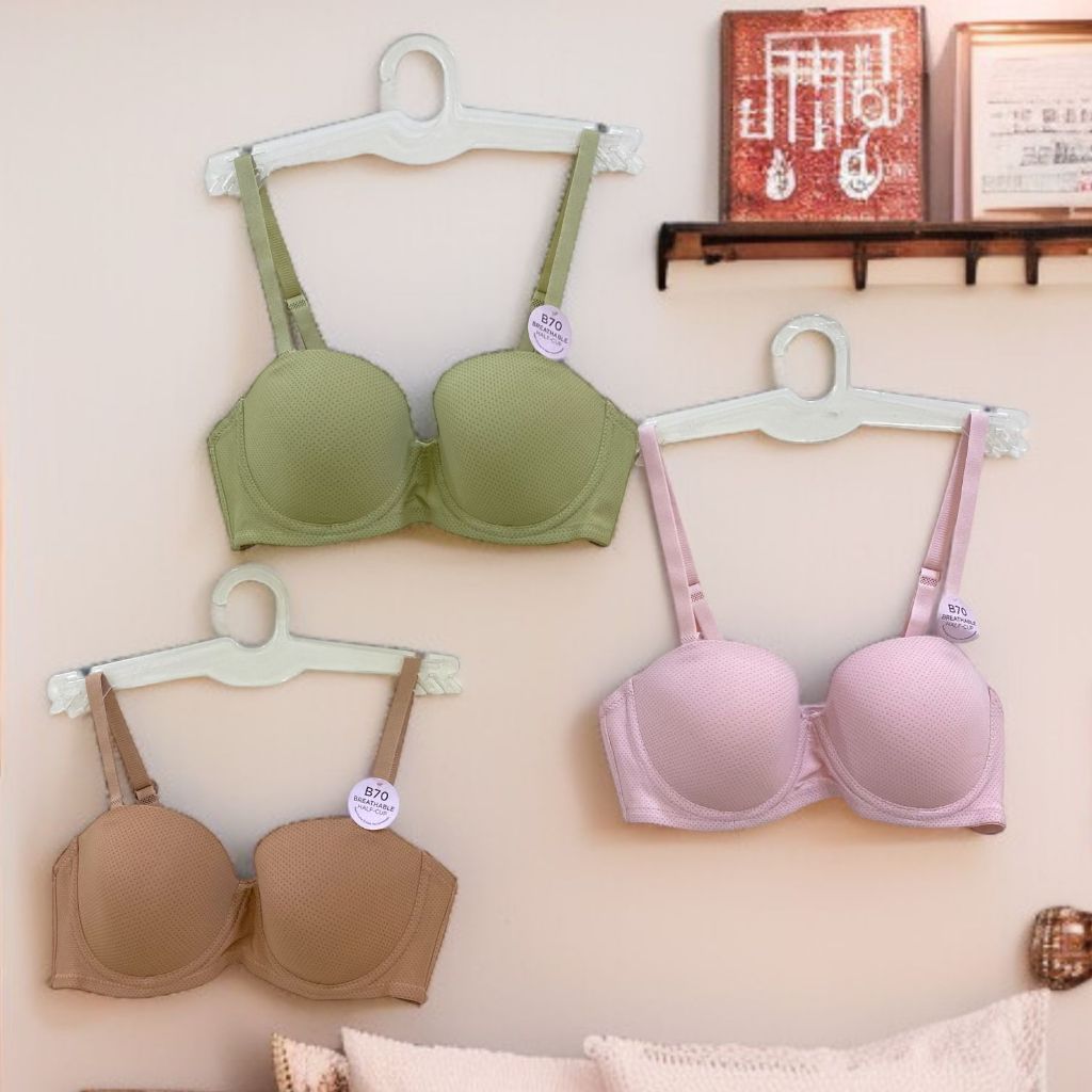 PIERRE CARDIN BH Bra 62380 – Bra Berpori Nyaman, Cup 1/2, Busa Tipis, Berkawat - Ukuran 32B 34B