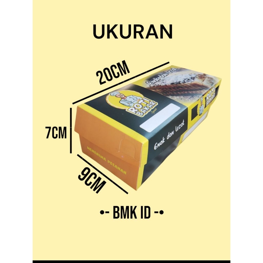 

100 Lembar Kertas Kemasan Roti Bakar Laminasi Ukuran 20x9x7 cm / box roti bakar / dus roti bakar / wadah roti bakar / kotak roti bakar murah