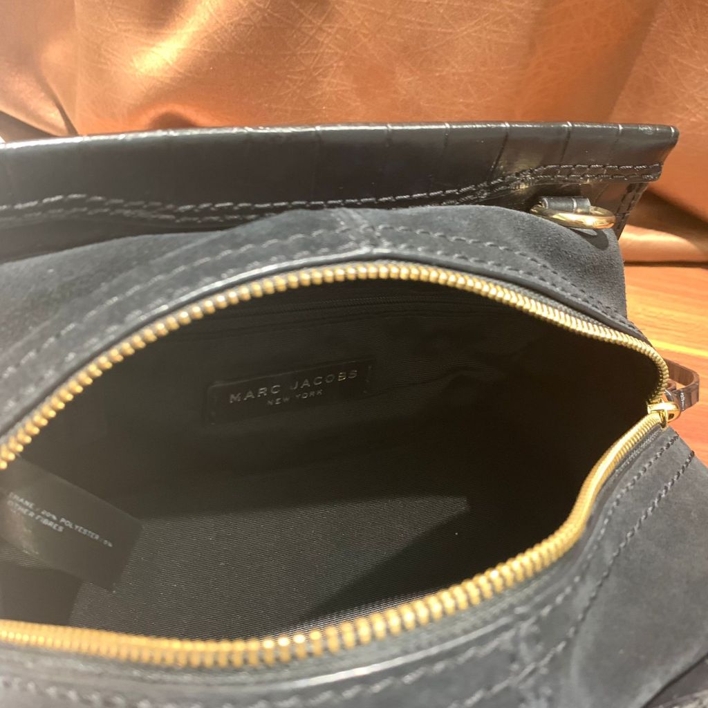 Tas Marc Jacobs Cruiser Croco Embossed Satchel Black PRELOVED