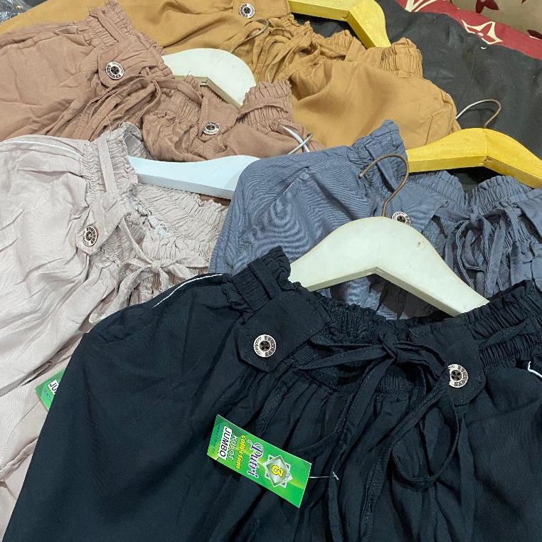 Celana Kulot Rayon Polos Wanita Jumbo Kekinian - Tali Pita