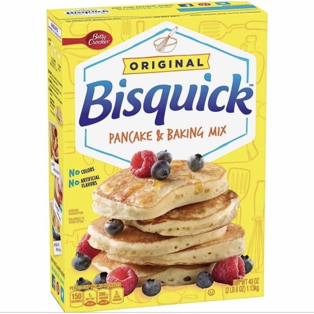 

Betty Crocker Bisquick Pancake Baking Mix Complete Pancake Mix Original/Buttermilk 1.04kg Panekuk Siap Saji Import