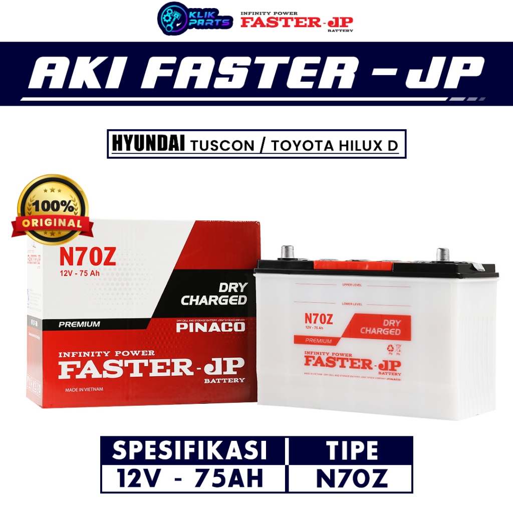 Faster JP Aki N70Z 12V 75Ah Aki Basah