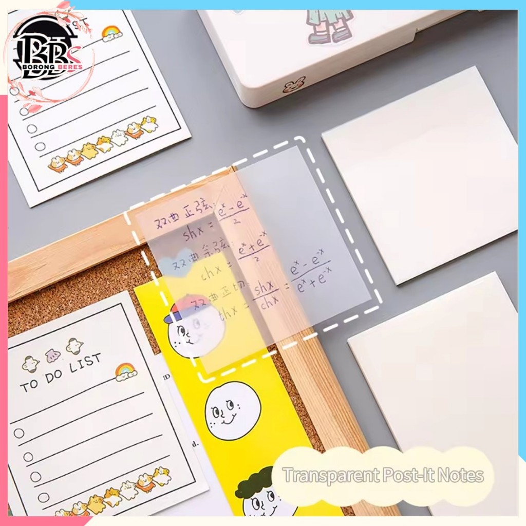 

BORES Set Notes tempel Transparan 50 Lembar Label Stickers PET Tahan air dan halus Kertas Memo Note Anti Air Untuk Sekolah