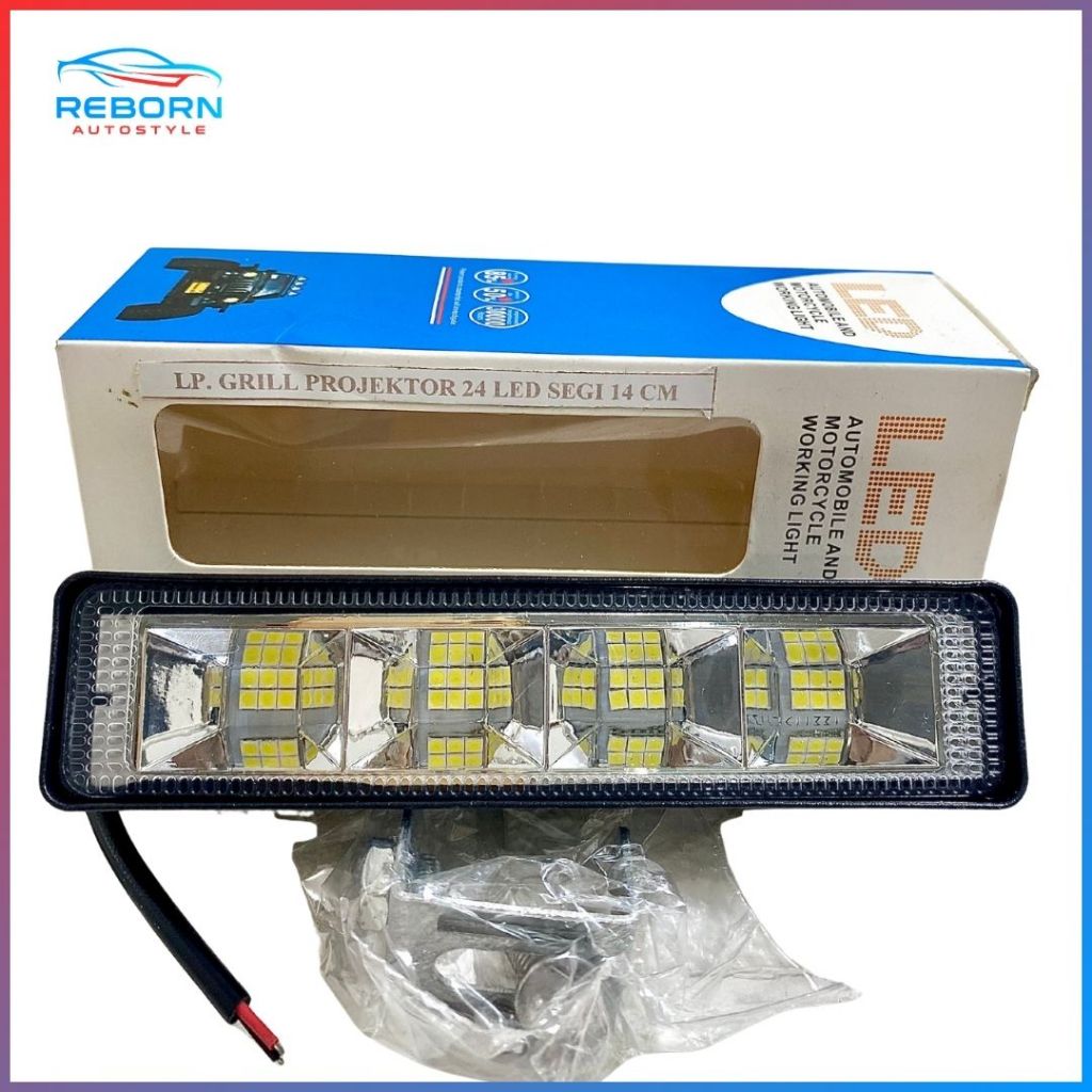 BT-5996 Lampu Grill Projektor 24 Led Segi 14 cm Lampu Tembak Lampu Sorot Motor-Mobil LED