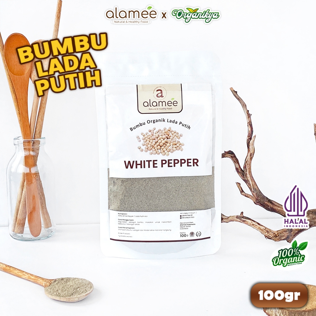 

ALAMEE Lada Putih Bubuk White Pepper Powder Merica Whitepepper Bumbu Tanpa Campuran 100g organikya