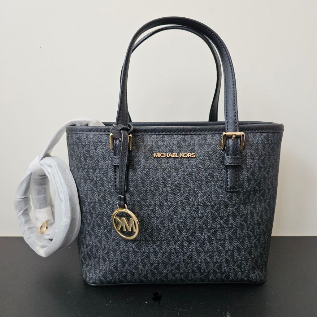 Mk Jet Set Travel XS Carryall Zip Tote Monogram Black