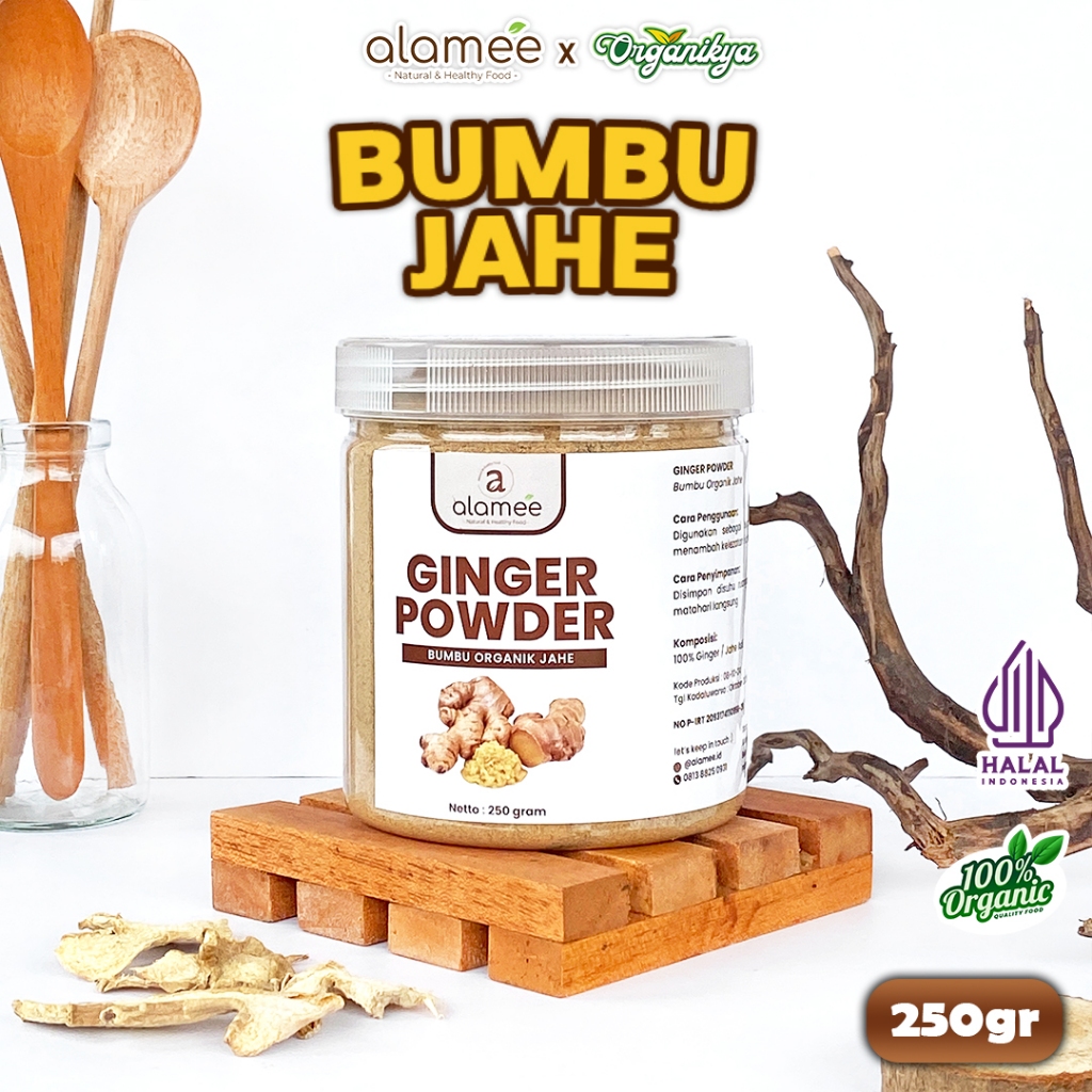 

ALAMEE Jahe Bubuk Ginger Powder Bumbu Dapur Instan Asli Murni Tanpa Gula 250gr organikya