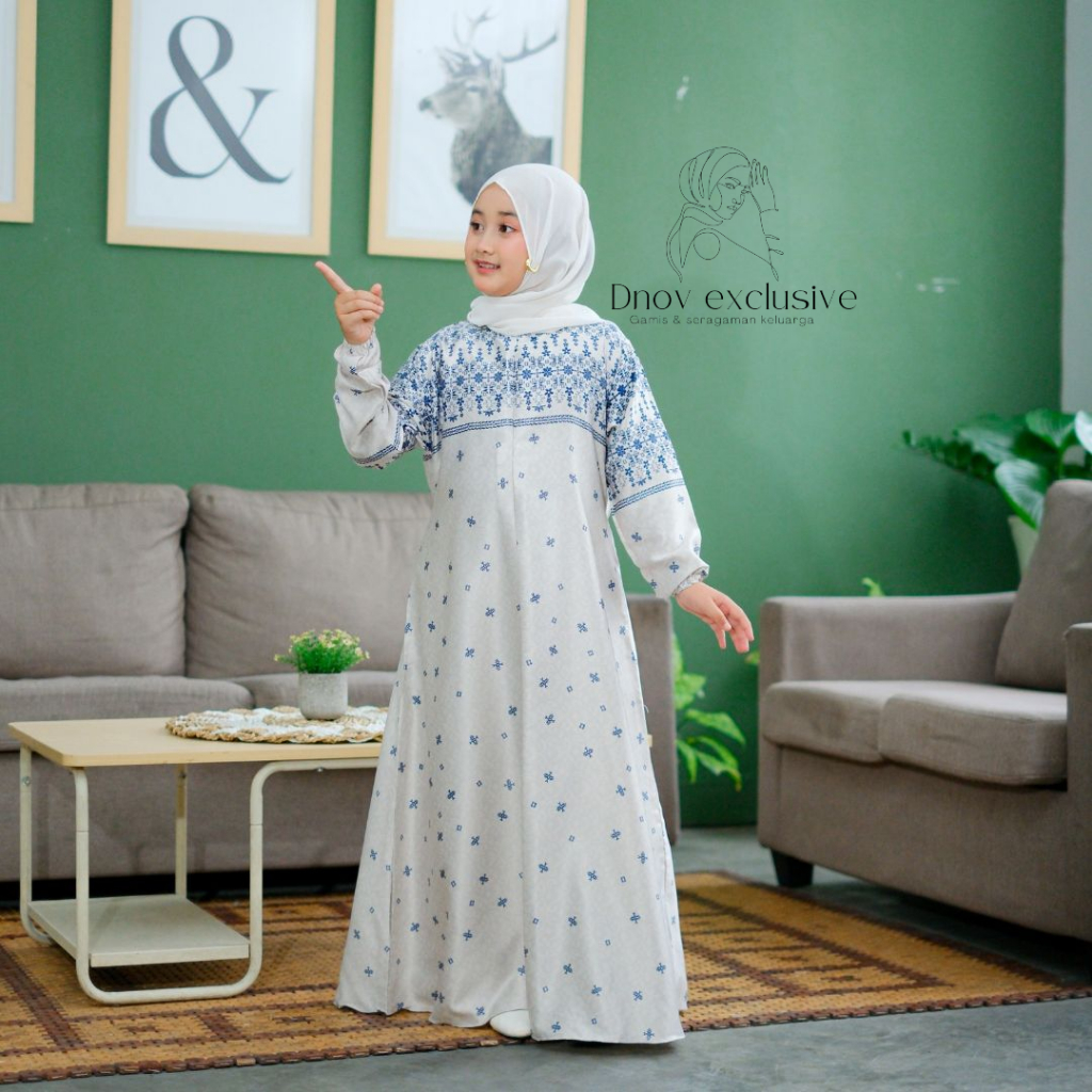 BAJU GAMIS ARMANI SILK PESTA ANAK COUPLE KELUARGA BAPAK IBU MOTIF PRINT CANTIK & KEKINIAN