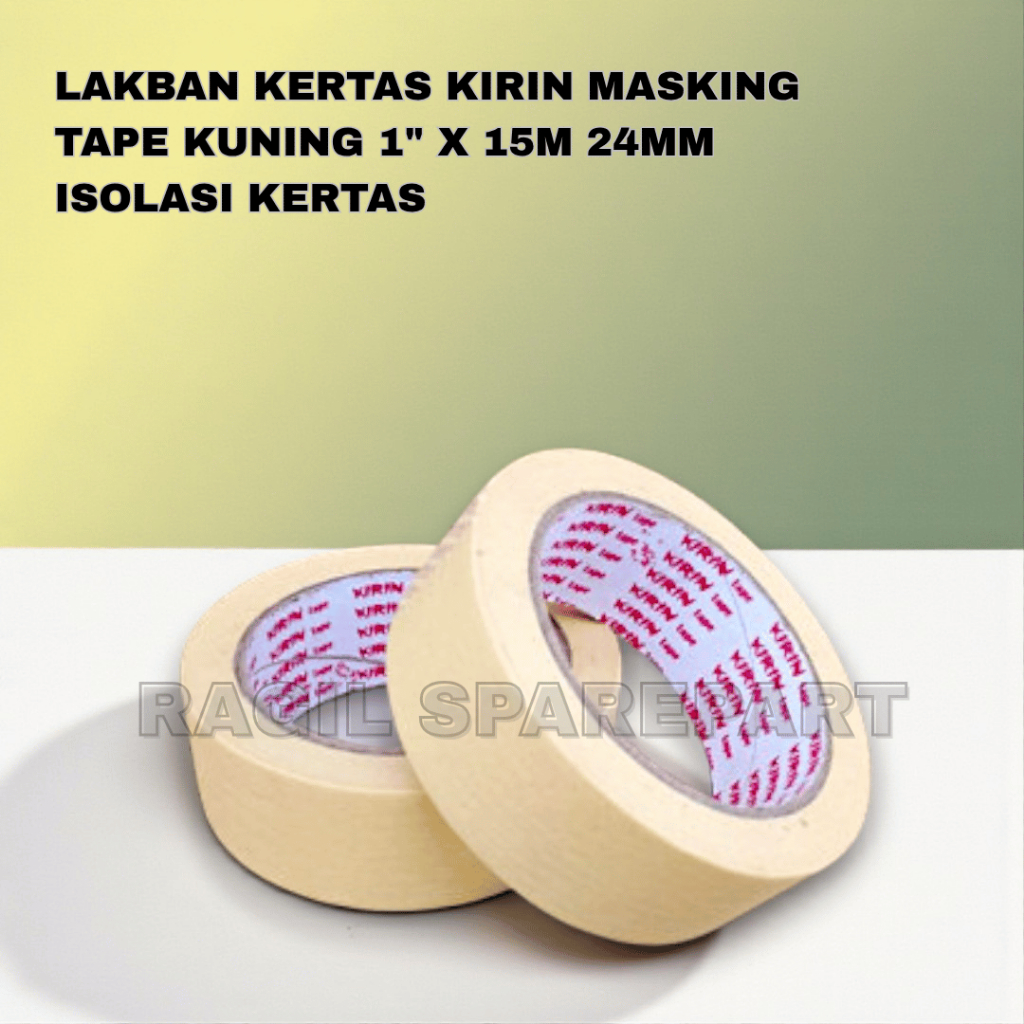 LAKBAN KERTAS KIRIN MASKING TAPE KUNING 1" X 15M 24MM ISOLASI KERTAS