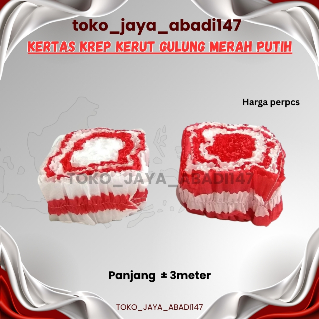 

KERTAS KREP KERUT GULUNG MERAH PUTIH / KERTAS CREPE MERAH PUTIH / KERTAS KREP GULUNG KERUT MERAH PUTIH / HIASAN 17 AGUSTUS / KERTAS KERUT GULUNG MERAH PUTIH / KERTAS CREPE MERAH PUTIH / KERTAS CREPE KERUT MERAH PUTIH / KERTAS CREPE 3 METER / KERTAS KERUT