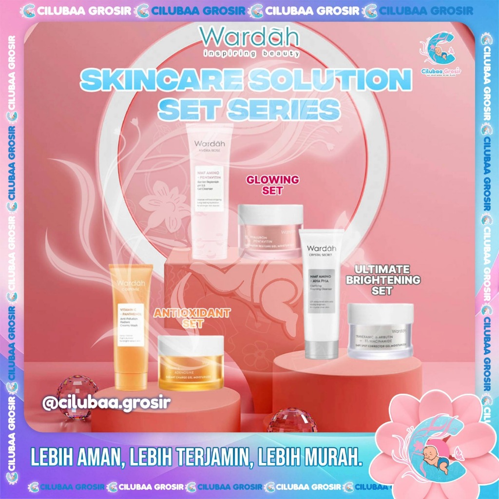 WARDAH 2 PCS Paket Skincare Solusi Masalah Kulit Mix Series Facial Wash + Moistrurizer || Glowing Se