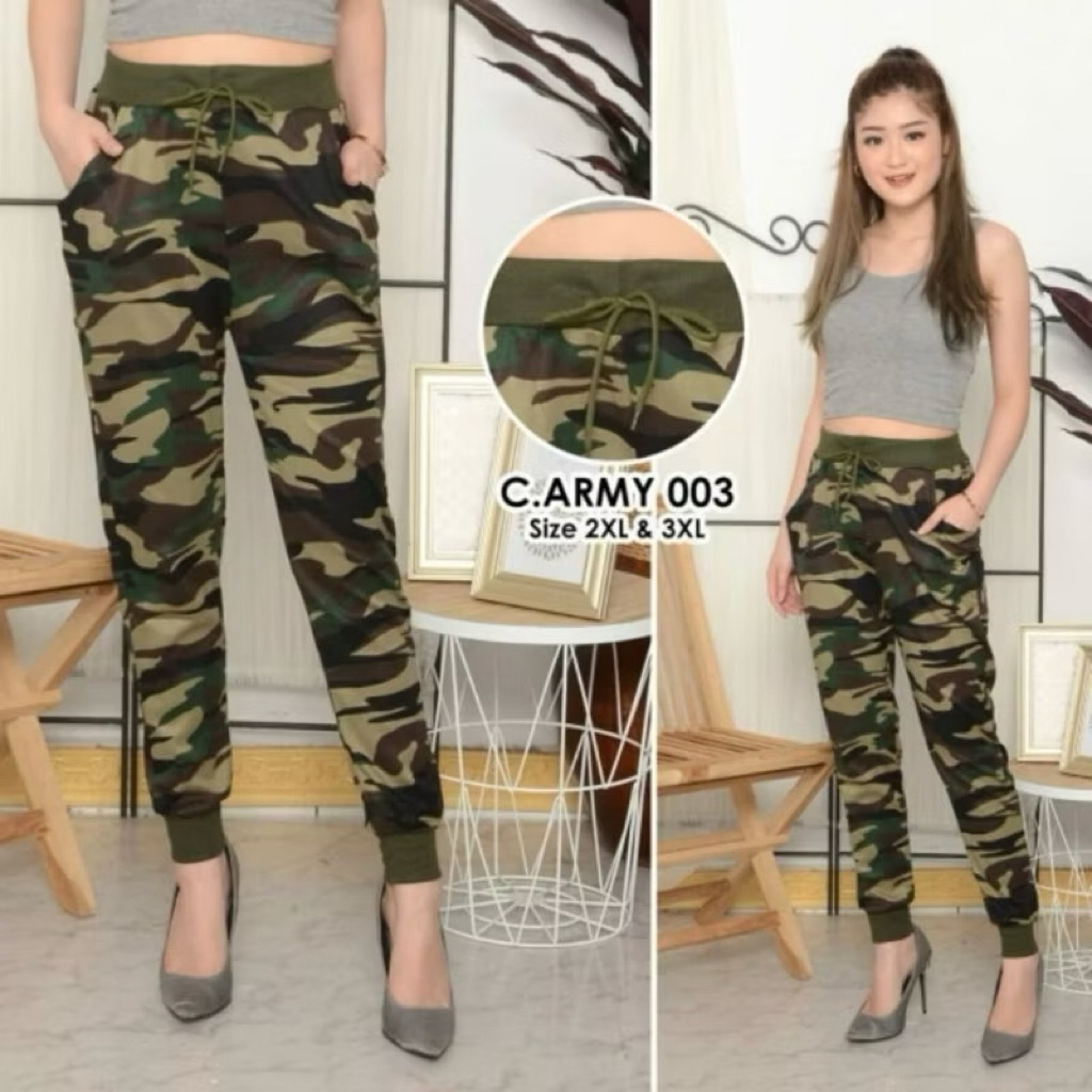 CELANA LEGGING ARMY LORENG PANJANG JOGGER TRAINING WANITA CELANA SENAM