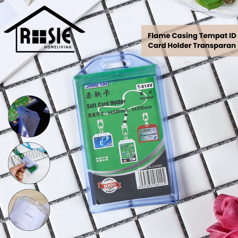 

ROSIE Flame Casing Tempat ID Card Holder Transparan / Tempat ID Karet Casing Karet Bening Kartu