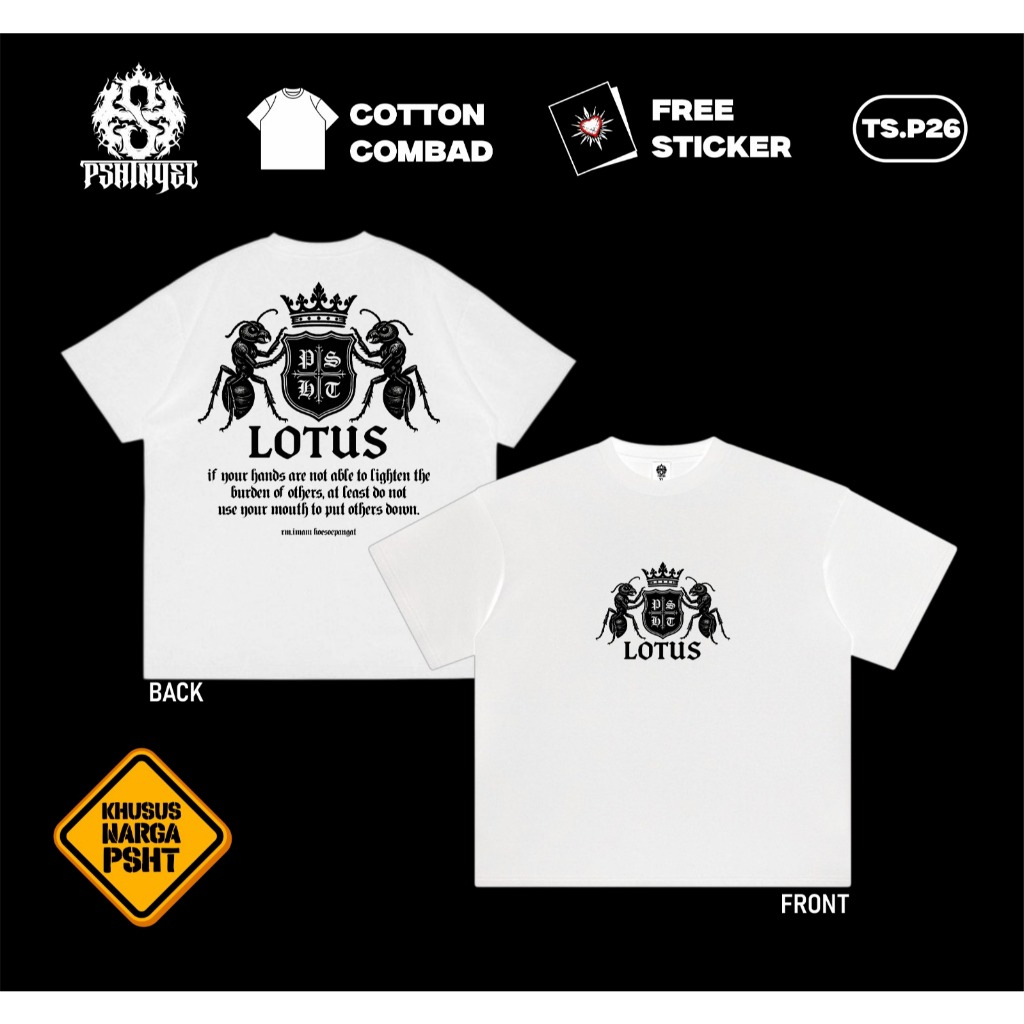 Kaos Psht Semut Ireng Lotus Desain Terbaru Baju Distro Pria Wanita Original PSHTNYEL Cotton Combed