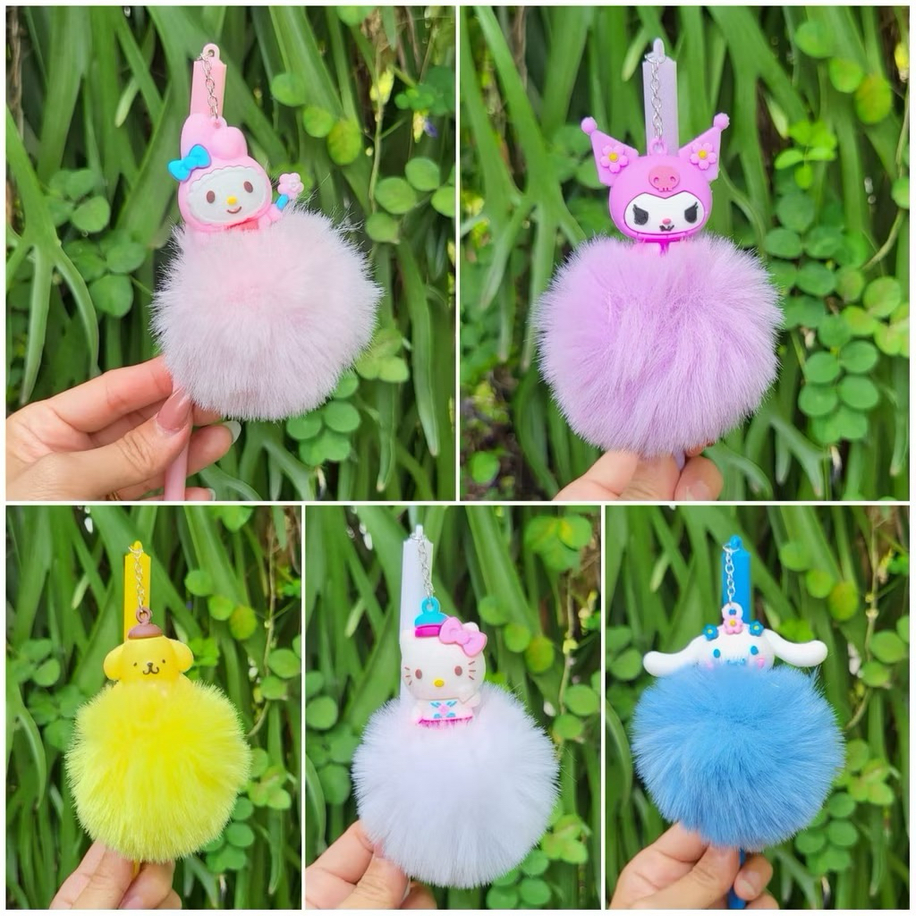 

UNQ Pulpen Bulu Pompom Karakter Lucu Tinta Halus