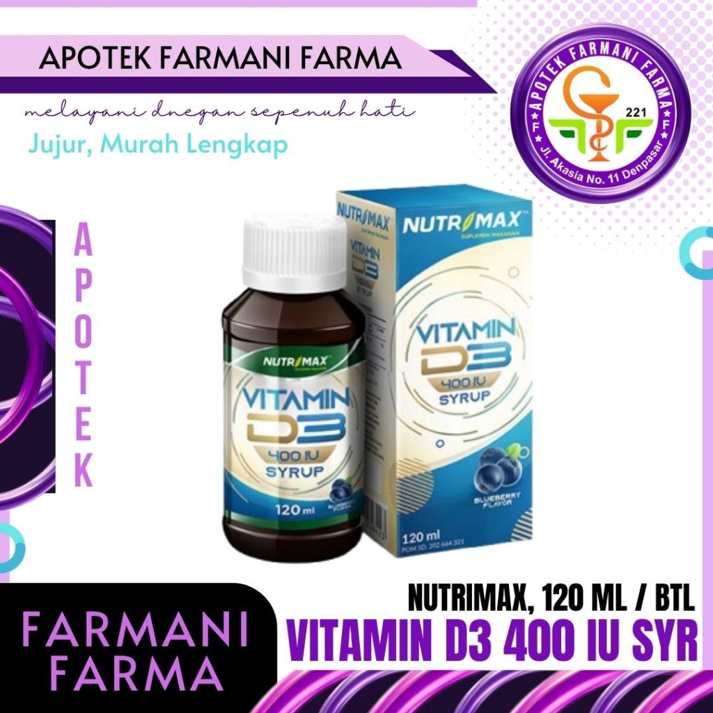 NUTRIMAX D3 400IU SIRUP 120 ML / VITAMIN ANAK / D3 400IU / DAYA TAHAN TUBUH / VITAMIN D SIRUP / CHIL
